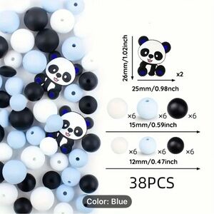 Panda Themed Bead Set - Black, White, and Blue